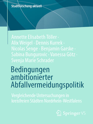 cover image of Bedingungen ambitionierter Abfallvermeidungspolitik